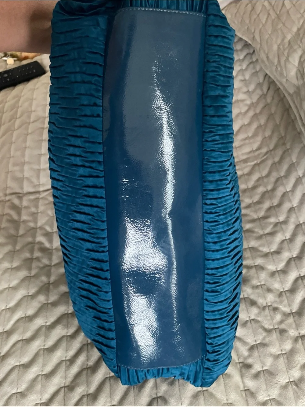 Coach Ashley Ocean Blue Pleated Tote satchel with Leather Trim
